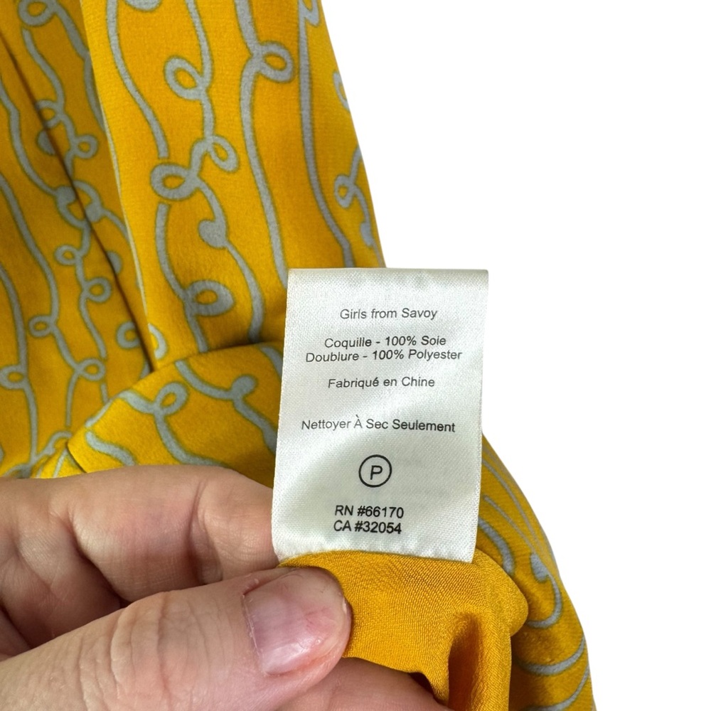 Anthropologie Girls from Savoy Take Action Mini Dress 2 Gold Yellow 100% Silk - Picture 9 of 16
